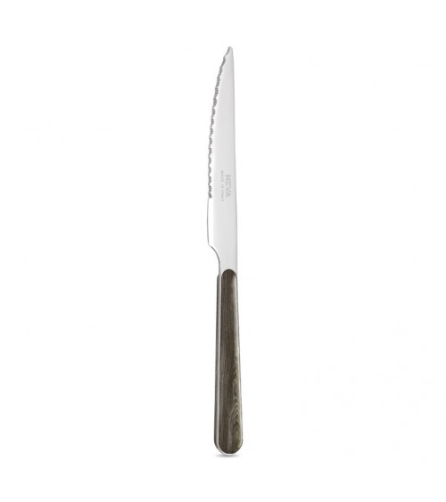 Couteau à Steak avec Manche Effet Bois de Pin Anthracite - Neva Posateria