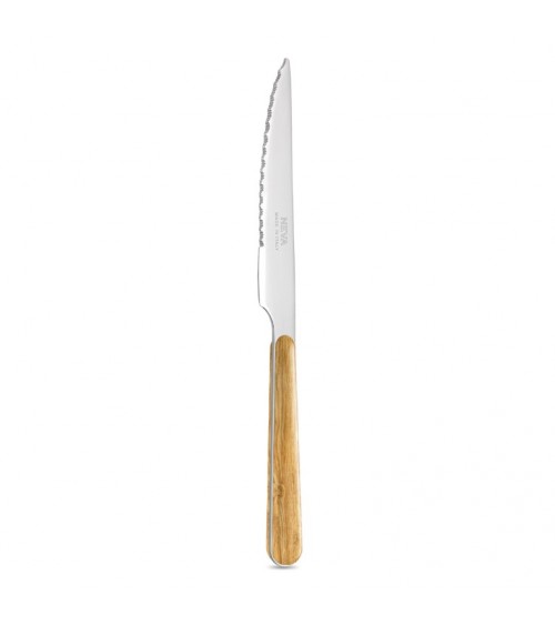 Steak Knife with Light Pine Wood Effect Handle - Neva Posateria
