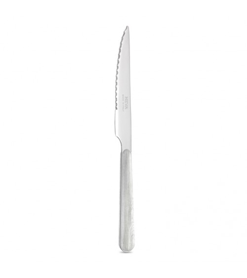 Steak Knife with Whitened Pine Wood Effect Handle - Neva Posateria