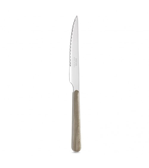 Couteau à Steak avec Manche Effet Bois de Pin Gris Tourterelle - Neva Posateria