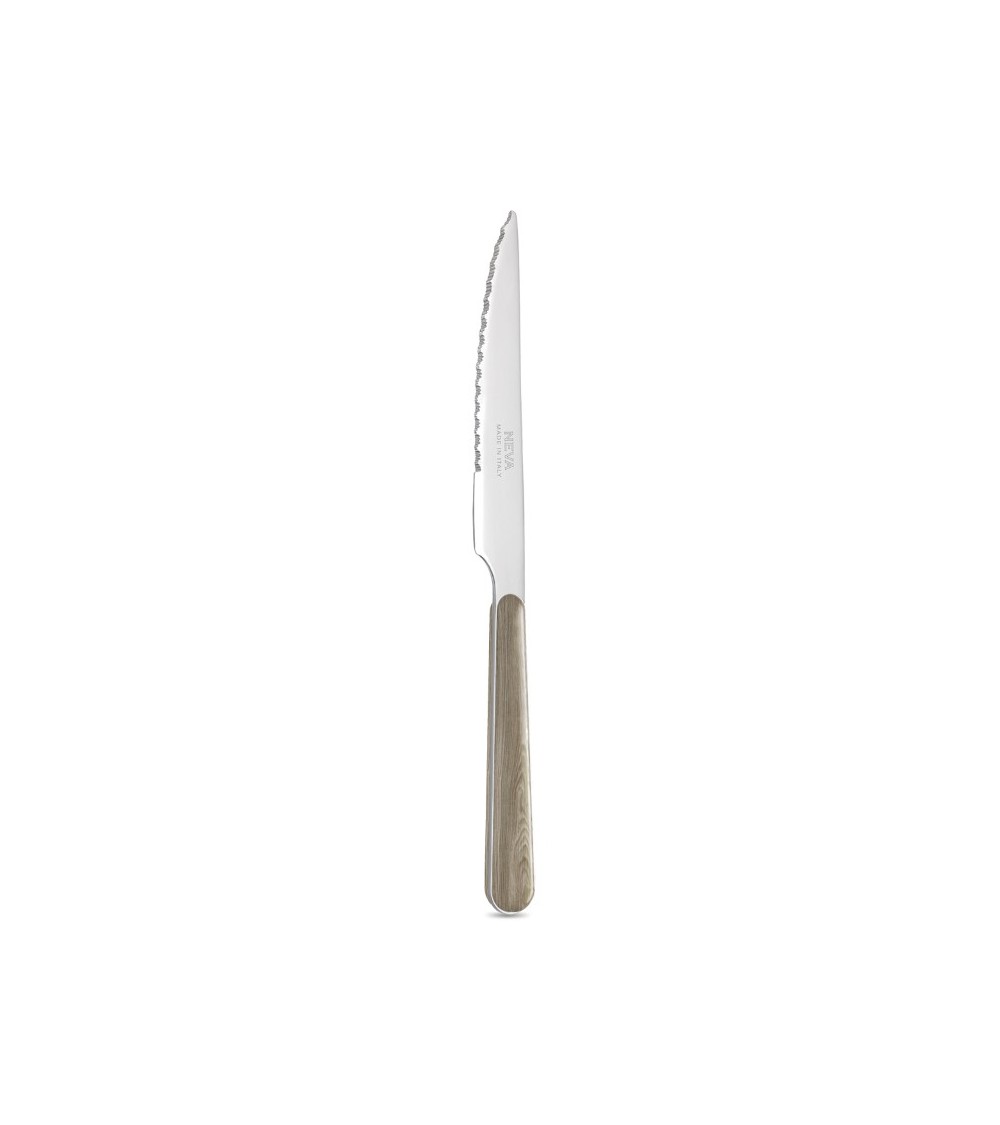 Steak Knife with Dove Gray Pine Wood Effect Handle - Neva Posateria