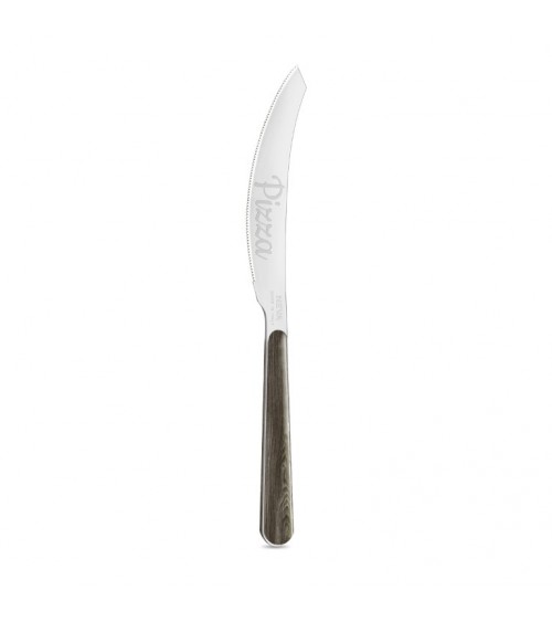 Pizza Knife with Anthracite Pine Wood Effect Handle - Neva Posateria