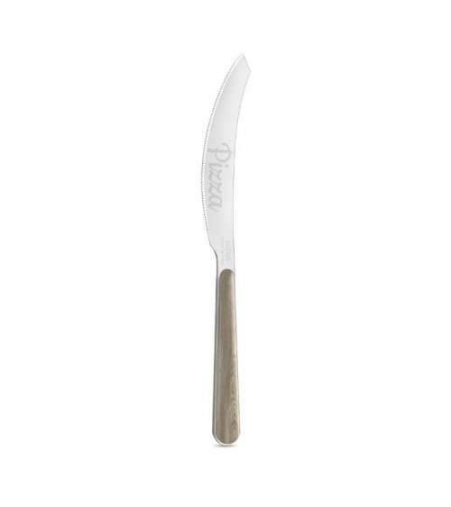 Pizza Knife with Dove Gray Pine Wood Effect Handle - Neva Posateria