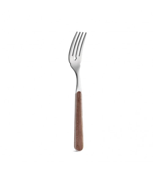 Couverts à Poisson 12 Pièces avec Fourchette à Manche Effet Bois d'Acacia - Neva Posateria
