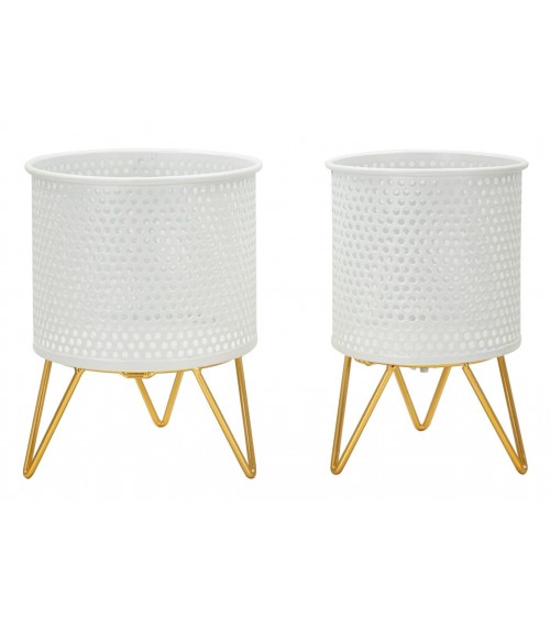 Gaspy Vase Holder Set 2 Pieces Glam - Mauro Ferretti - Gold and White -