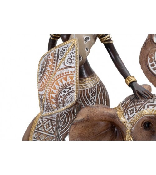 Masai Tribal avec éléphant Moderne Contemporain - Mauro Ferretti - Multicolore -