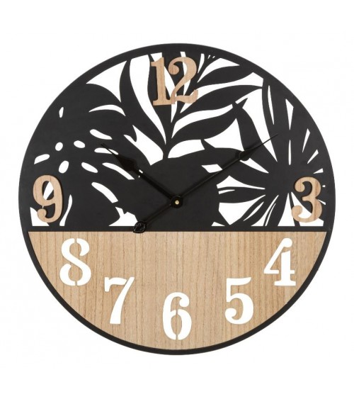 Modern Contemporary Palm Wall Clock - Mauro Ferretti - Black and Brown -
