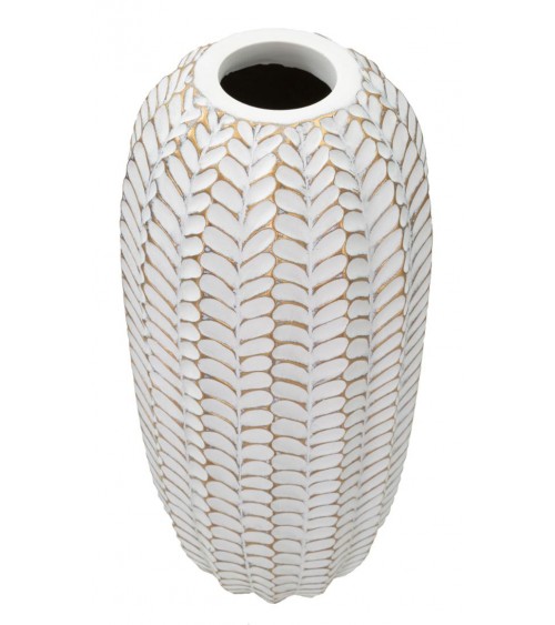 Modern Contemporary Leaf Resin Vase - Mauro Ferretti - Gold, White -