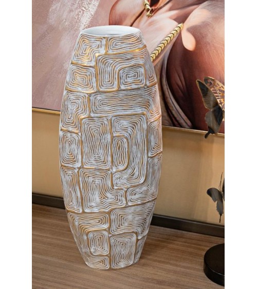 Vase en résine tour Eclips moderne contemporain cm 59,5 - Mauro Ferretti - Or, Blanc -