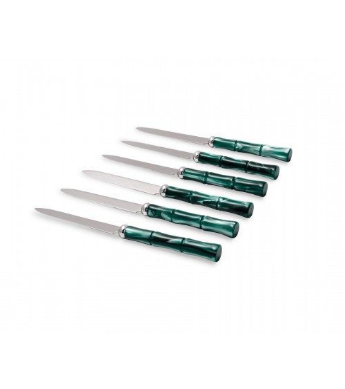 Couverts Rivadossi: Set Bambou 6pcs Couteau de Table Vert -
