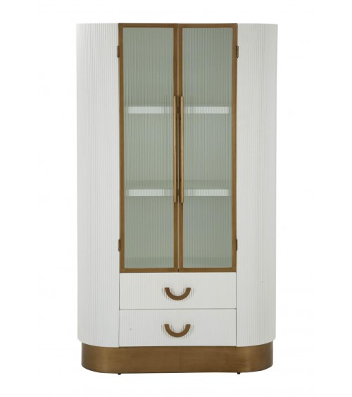 Toulouse Modern Contemporary Display Cabinet - Mauro Ferretti - White, Brown and Gold -