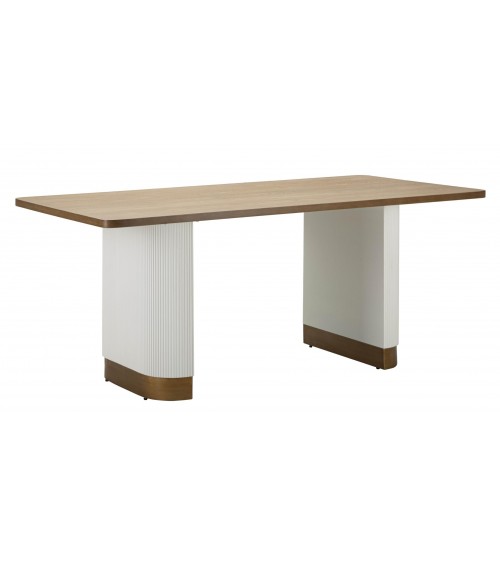 Toulouse Modern Contemporary Dining Table - Mauro Ferretti - White, Brown and Gold -