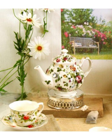 Théière en porcelaine fine de style anglais - Nouvelle collection Spring Rose - Royal Family Sheffield - 