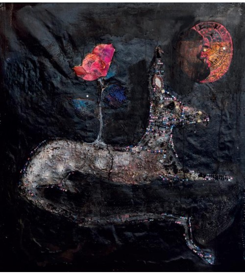 Surréalisme d'art contemporain : Peinture Op. n. 34 - Le chien - Daniele Schivardi -