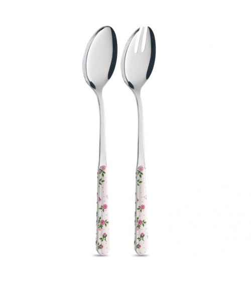 Salatbesteck-Set 2-teilig - Dunkelrosa Rosen - Neva Posateria -