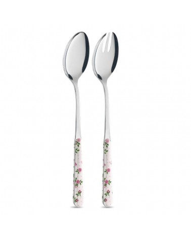 Salatbesteck-Set 2-teilig - Dunkelrosa Rosen - Neva Posateria -