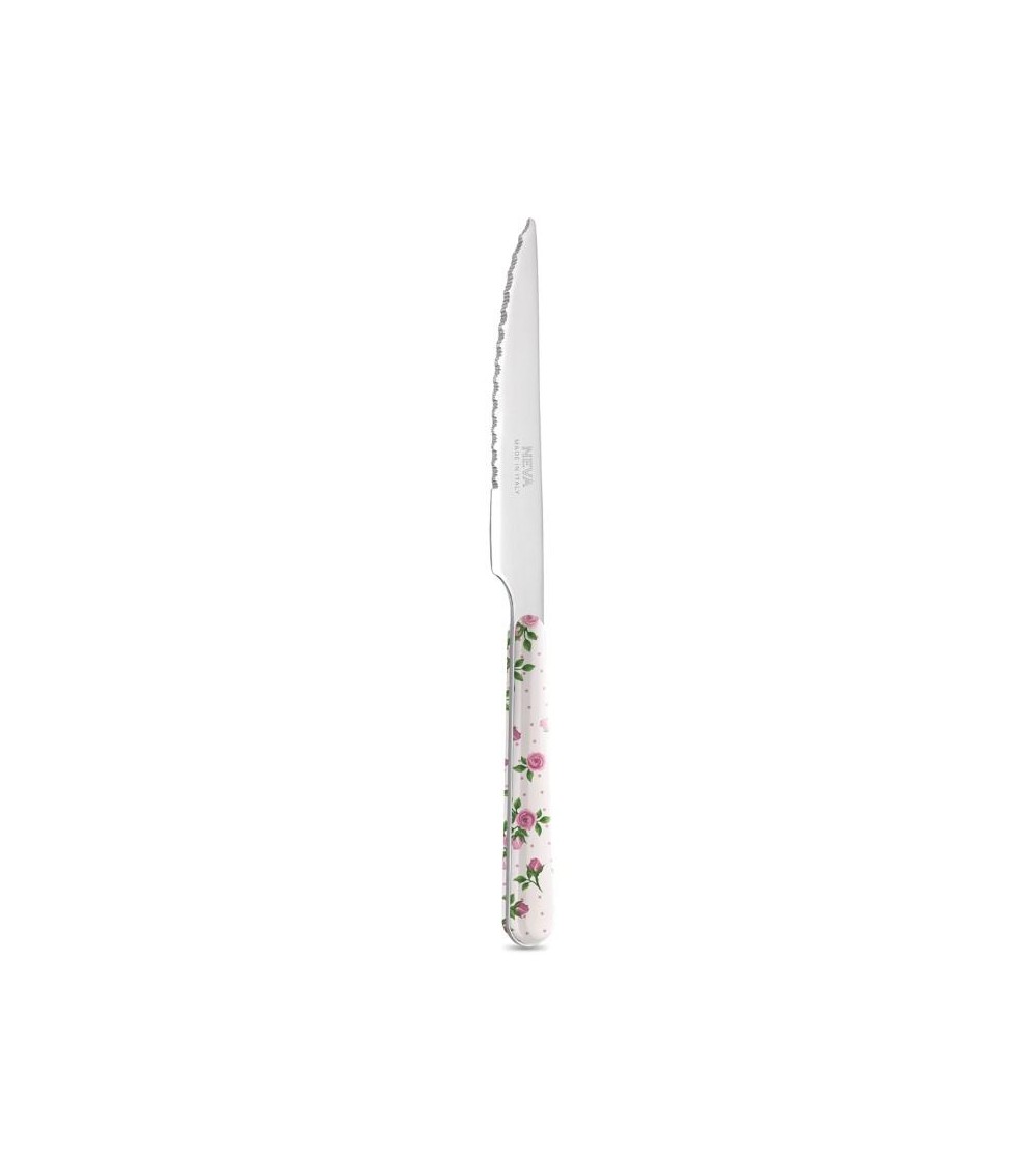 Steakmesser - Dunkelrosa Rosen - Neva Posateria Creativa -