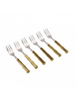 Bamboo Colored Cutlery Set 6pcs Dessert Forks - Rivadossi Sandro -  - 