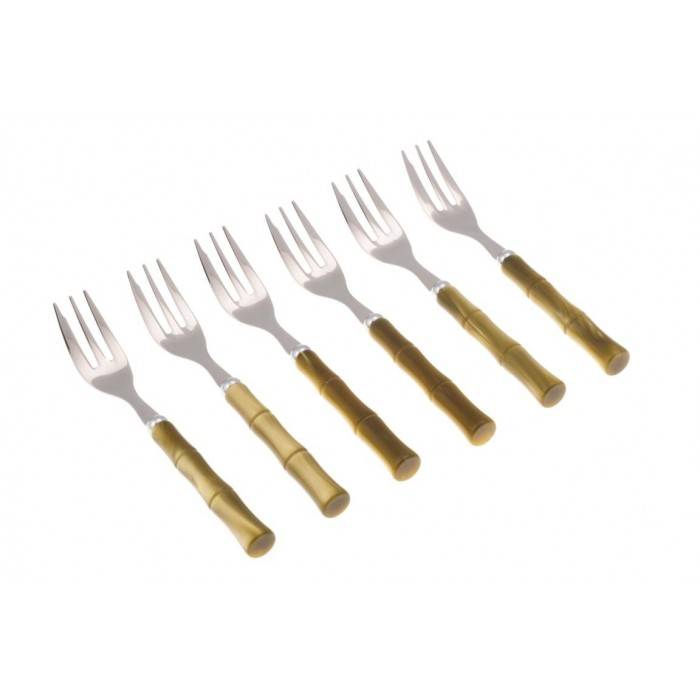 Bamboo Colored Cutlery Set 6pcs Dessert Forks - Rivadossi Sandro -  - 