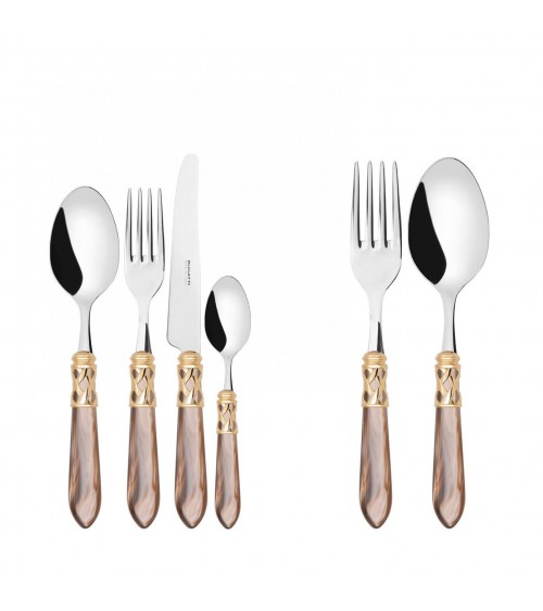 Couverts Colorés Casa Bugatti - Bague Aladdin Doré et Finition Nacre -