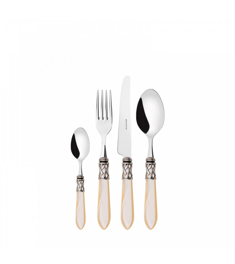 Casa Bugatti Colored Cutlery - Aladdin Antique Silver Ring and Mother of Pearl Finish -