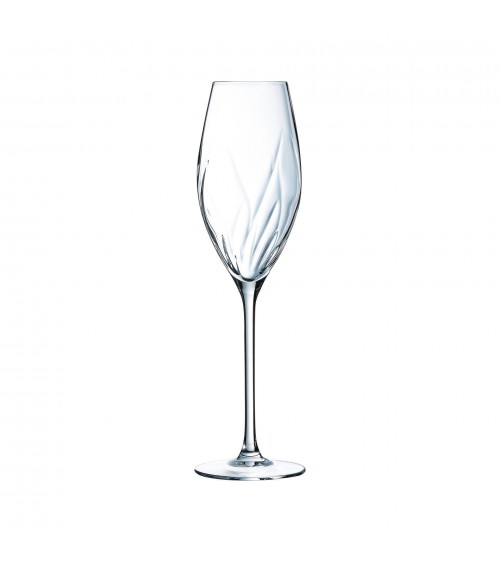 Calice Flute 24cl Swirly in Vetro Cristallino - Set 4 Pezzi - Cristal d'Arques - 