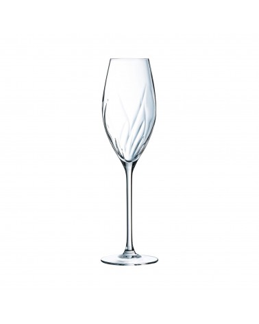 Calice Flute 24cl Swirly in Vetro Cristallino - Set 4 Pezzi - Cristal d'Arques - 