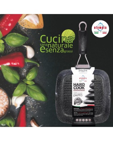 Professionelle quadratische Küchen-Grillplatte aus Aluminium – Olympia –