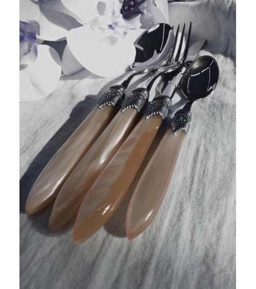 Laura 24 couverts Rivadossi Sandro pour six personnes - Fabriqués en Italie - Coffret Cadeau - 