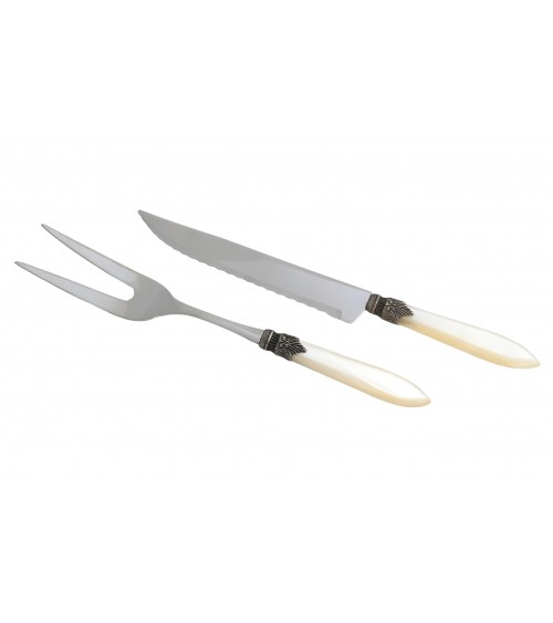 Set 2pz Coltello e Forchettone Arrosto - Laura - Manico Madreperlato - Rivadossi Sandro - 