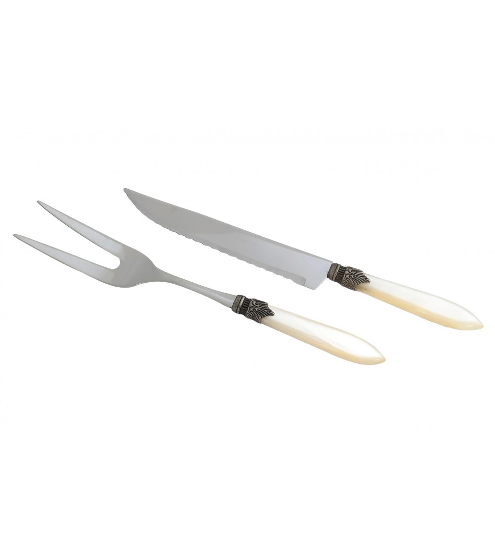 Set 2pcs Roast Knife and Fork - Laura - Pearly Handle - Rivadossi Sandro -  - 