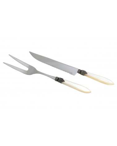 Set 2pcs Roast Knife and Fork - Laura - Pearly Handle - Rivadossi Sandro -  - 