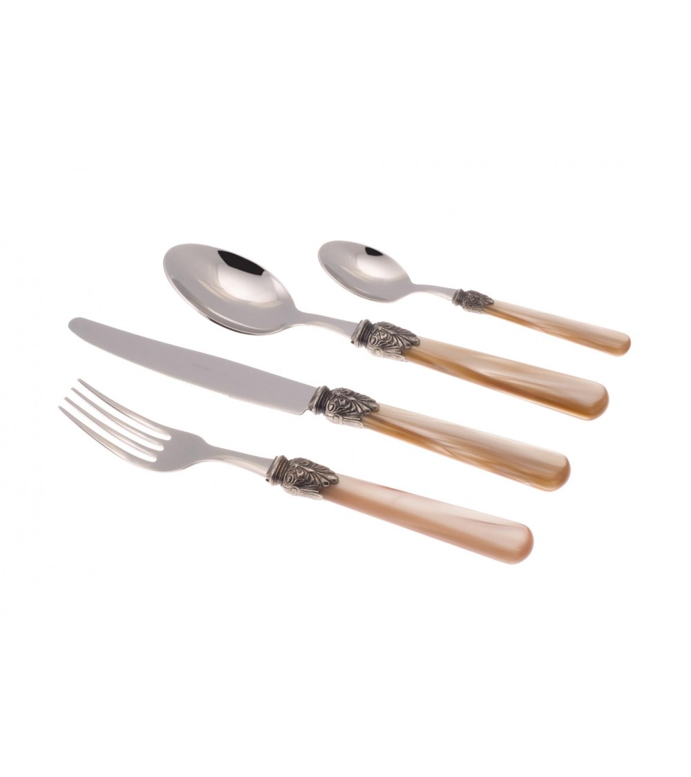 Elena Farbiges Perlmuttbesteck – Set 4-teilig Tischgedeck 1 Person – Rivadossi Sandro – Champagner