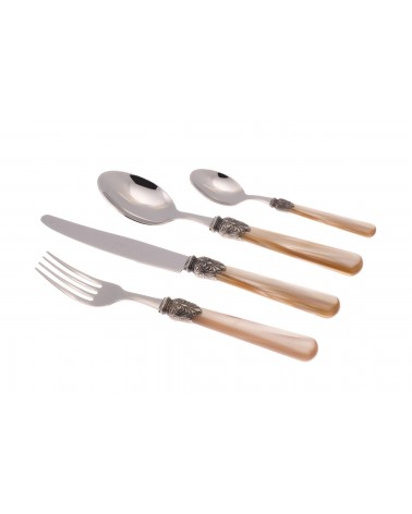 Elena Farbiges Perlmuttbesteck – Set 4-teilig Tischgedeck 1 Person – Rivadossi Sandro – Champagner
