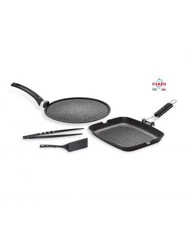 Set 4 pcs Barbecue BBQ - Batterie de cuisine antiadhésive en aluminium -