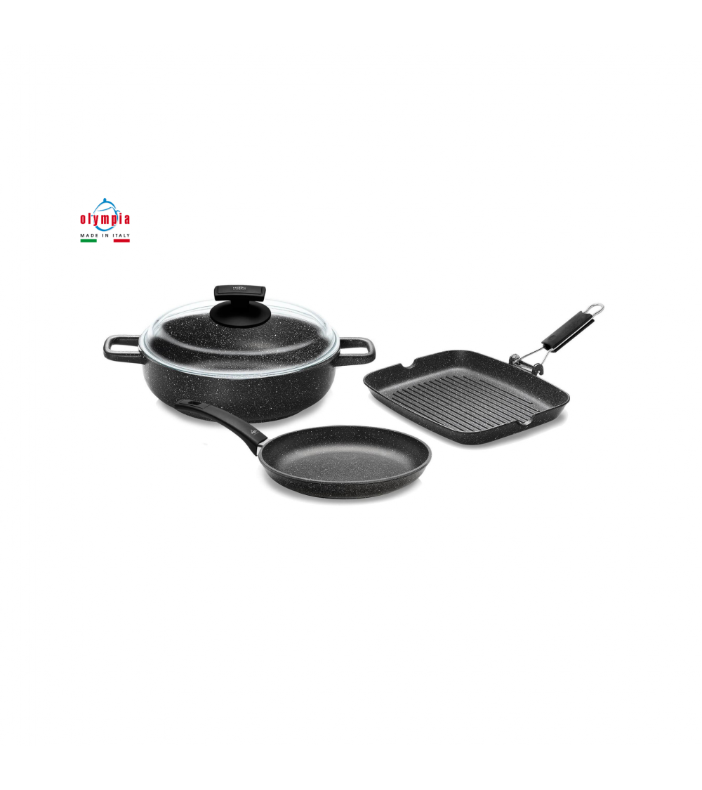 Batterie de cuisine 4 pièces en aluminium moulé sous pression - Olympia -