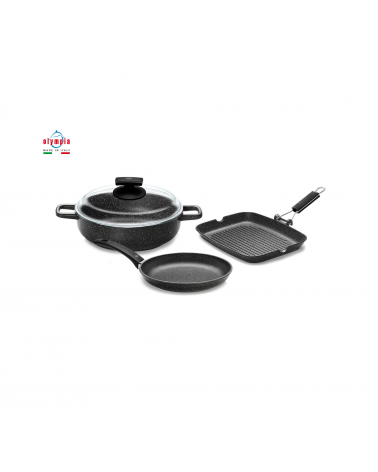 Batterie de cuisine 4 pièces en aluminium moulé sous pression - Olympia -