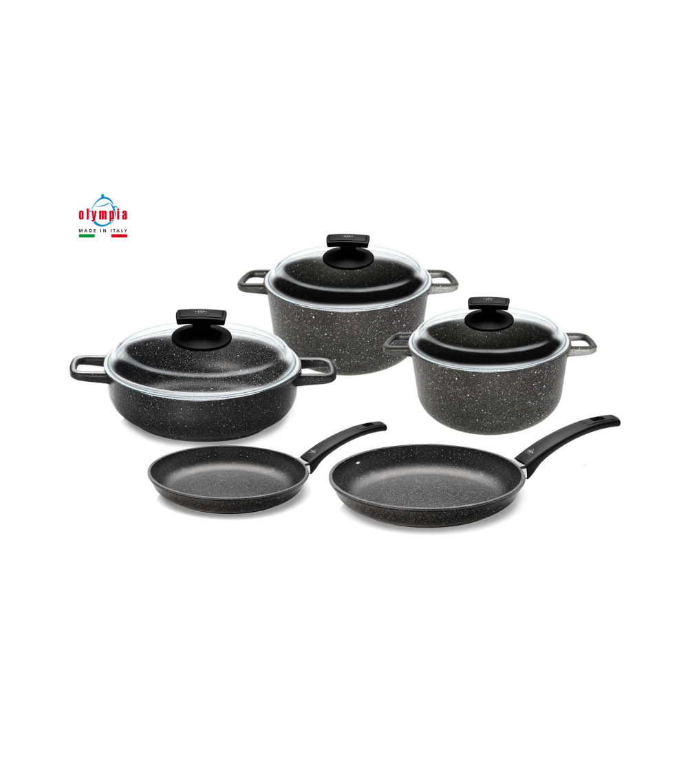 Hard Cook Set 8 Pièces Batterie de Cuisine Antiadhésive en Aluminium - Olympia -