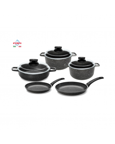 Hard Cook Set 8 Pièces Batterie de Cuisine Antiadhésive en Aluminium - Olympia -