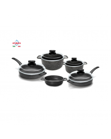 Batterie de cuisine antiadhésive en aluminium moulé sous pression 9 pièces - Olympia -