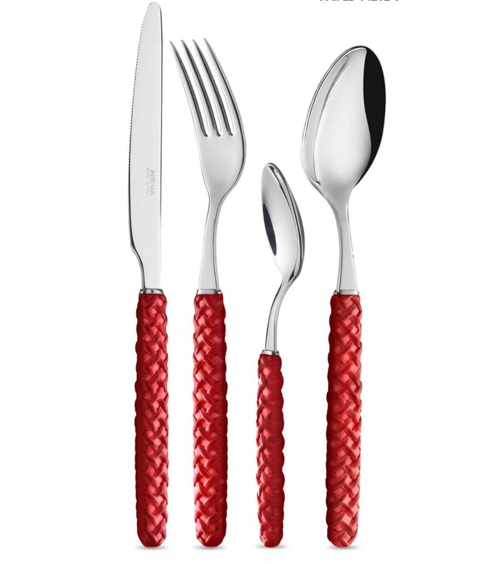 Couverts Intreccio 24 pièces - Neva Posateria Creativa - rouge