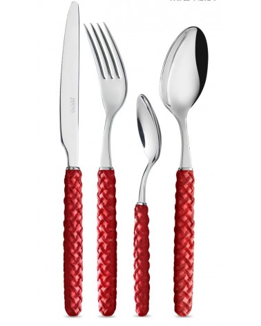 Couverts Intreccio 24 pièces - Neva Posateria Creativa - rouge