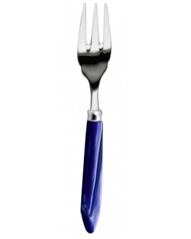 Fischgabel - Agata - Modernes Perlmuttbesteck - Rivadossi Sandro - blaue Grifffarbe