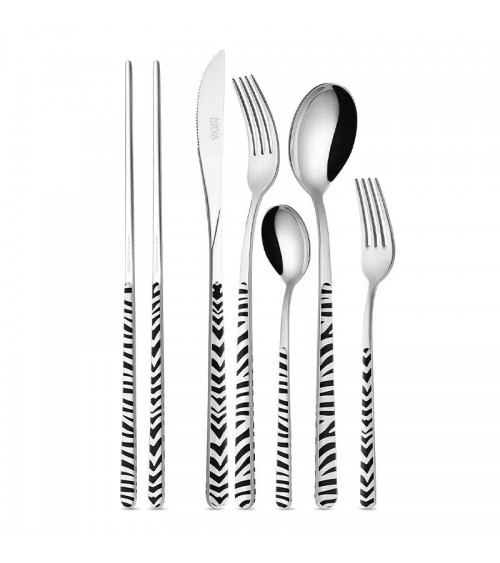 Neva Creative Ménagère 42 pcs pour 6 Personnes - ASIA ANIMALIER - ZEBRE