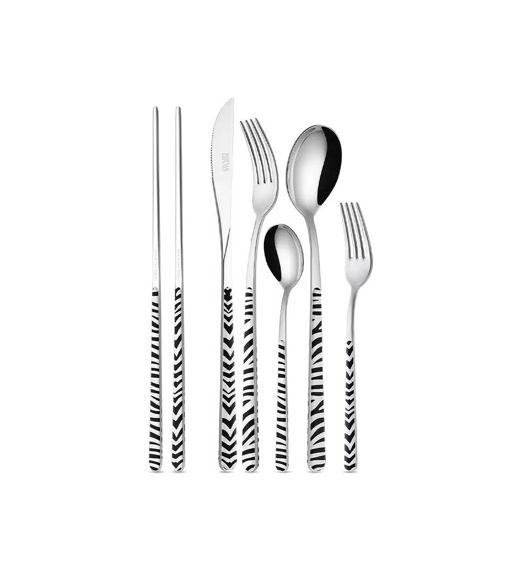 Neva Posateria Creativa Set 42 pz per 6 Persone - ASIA ANIMALIER - ZEBRATO