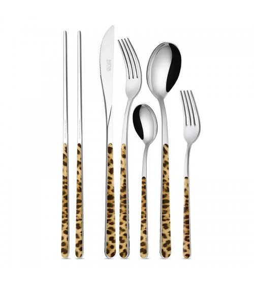 Neva Posateria Creativa Set 42 pcs for 6 People - ASIA ANIMALIER - LEOPARD