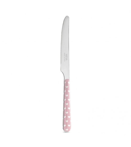 Coltello Frutta Decoro Cuoricini - Neva Posateria Creativa - rosa