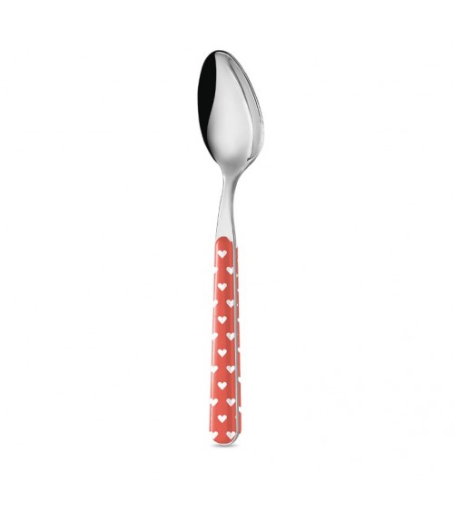Cuillère à fruits avec décoration de coeurs - Neva Posateria Creativa - corail