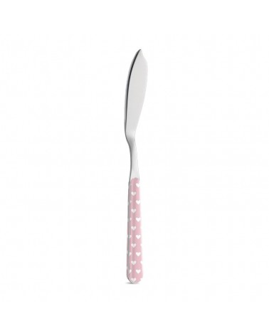 Coltello Pesce Decoro Cuoricini - Neva Posateria Creativa - rosa