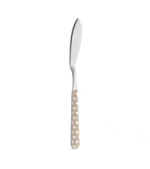 Fischmesser mit Herzdekoration - Neva Posateria Creativa - Taubengrau